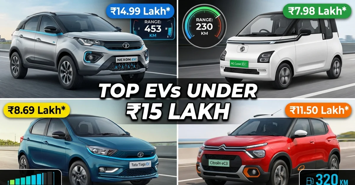 best electric cars under 15 lakh India 2026