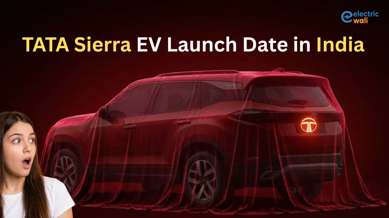 Tata Sierra EV electric SUV front look showing sleek LED bar